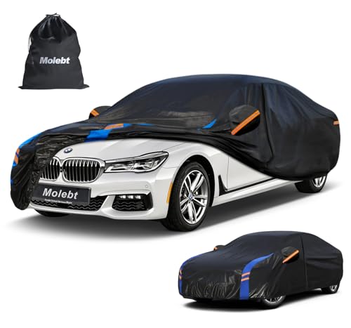 Image of Custom Fit Car Cover for BMW 7 Series 740i 750i 750Li 745Li 760i(2001-2026), Upgraded Waterproof All Weather Outdoor Auto Cover with Driver Door Zipper & Mirror Pockets, UV /Snow Protection