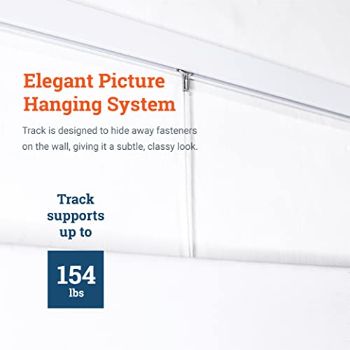Image of Picture Rail Hanging System Covers 79 Inches | Wall Art Hanging System Includes TR100 Picture Rail Track, Nylon Cords, Artwork Hooks, and Hardware for Track - 1 Pack of Gallery Art Rail