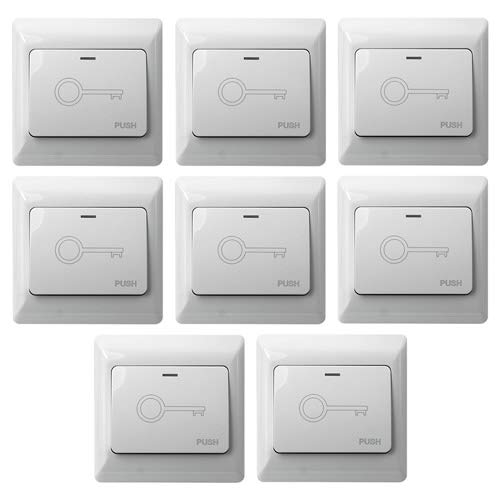 Visionis 8 Pack FPC-7452 VIS-7030 White Wide Push to Exit Button Indoor Only for Access Control NC, COM and NO Outputs