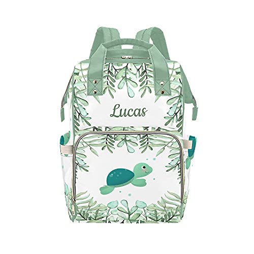 Grandkli Sea Turtle Personalized Diaper Bag Multi-Function Backpack Nappy Bag Travel DayPack for Unisex, One Size
