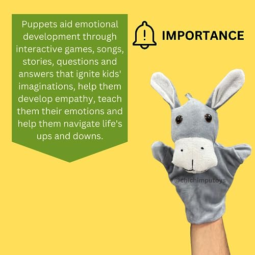 Image of Donkey Hand Puppet | Animal Hand Puppet | Storytelling Puppets for Kids | Hand Puppets for Kids | Animal & Bird Hand Puppet | Puppet Toy | Hand Masks for Kids | Soft Toy