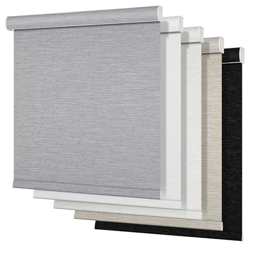 Boolegon Blackout Roller Shades for Windows,Cordless,Roller Blinds for Windows,Thermal Insulated Fabric UV Protection,Window Blinds Shades for Home,Office,Bedroom,Door,Blackout-Grey,Custom Now