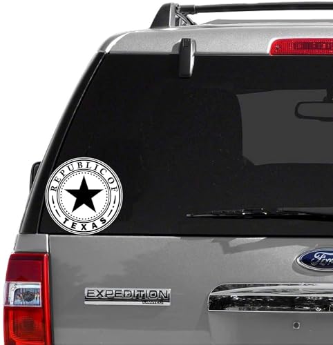 Image of eDesign 2-Pack Round Vintage Republic of Texas Sticker Vinyl Decal - 4 Inches - Texas Lone Star Sticker for Car Truck Van Window Bumper Laptop Tablet Cup Tumbler Water Bottle and Any Smooth Surface