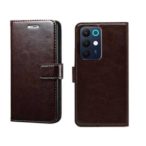 Image of amazon basics Realme 15X 5G Flip Cover | Card Pockets Wallet & Stand | Flip Cover for Realme 15X 5G (Coffee)