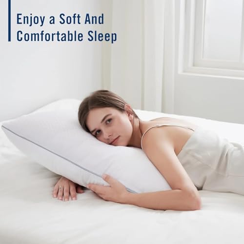 Image of Piwaal King Size Pillows 2 Pack Grey, Soft Support for Sleepers | Down-alternative fill, fluff by patting to adjust loft, breathable & cozy for any sleep position.