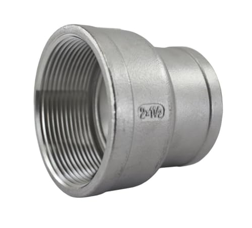 Reducing Coupling 2" Female x 1-1/2" Female NPT Stainless Steel Pipe Fitting, 2 Pack