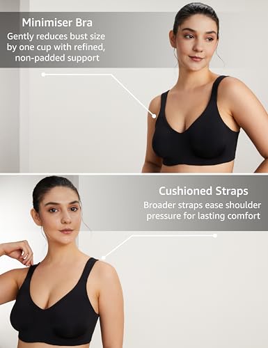 Image of Symbol Premium Nylon Blend Women's Minimiser Bra (Non Padded,Wired,Full Coverage,Broad Cushioned Strap,4 Way Stretch Fabric)