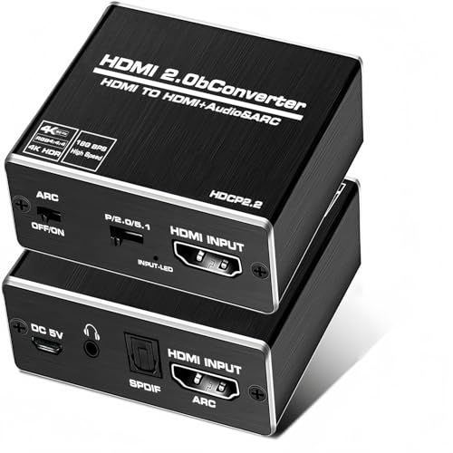 HDMI���������� ARC�Ή� 4K@60Hz ���f�W�^��SPDIF + 3.5mm�W���b�N�X�e���I�����o�̓A�_�v�^�[ HDMI�I�[�f�B�I�R���o�[�^�[ HDCP2.2�Ή� DTS 5.1 / PCM�Ή� �A���~������