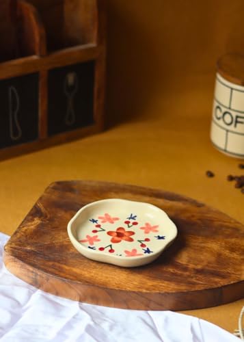 Image of WEAVING HOMES Bloom Handmade Dessert Plate, Size: 11 cm Microwave & Dishwahsher Safe (Set of 1)