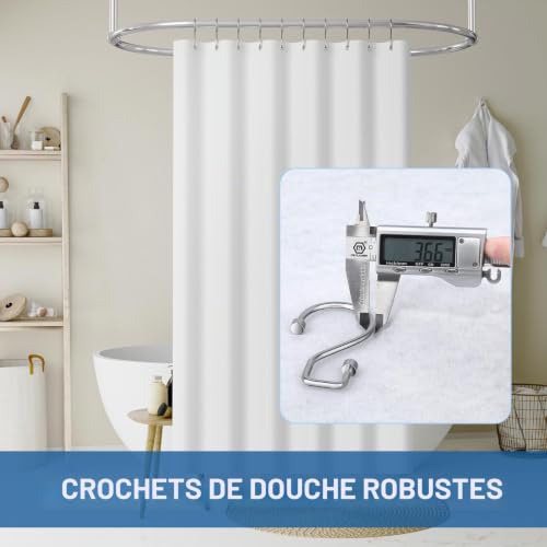 Anneaux Douche Antirouille 12pcs Forme S Argent Goowin