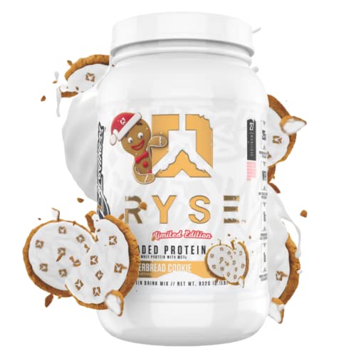 Ryse Core Series Loaded Protein | Build, Recover, Strength | 25g Whey Protein | Added Prebiotic Fiber and MCTs | Low Carbs & Low Sugar | 30 Servings (Gingerbread Cookie)