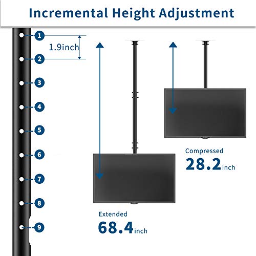 Tv Ceiling Mount Adjustable Bracket,Tv Wall Mount Bracket Fits 32-65 Inch Lcd Led 4K Tvs, Flat Screen Display, Adjustable Height Telescoping Tilt And Swivel, Up To 150Lbs, Vesa 800X300Mm, Black #TOP3