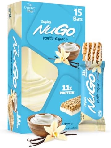 NuGo Protein Bar, Vanilla Yogurt, 1.76-Ounce Bars (Pack of 15)