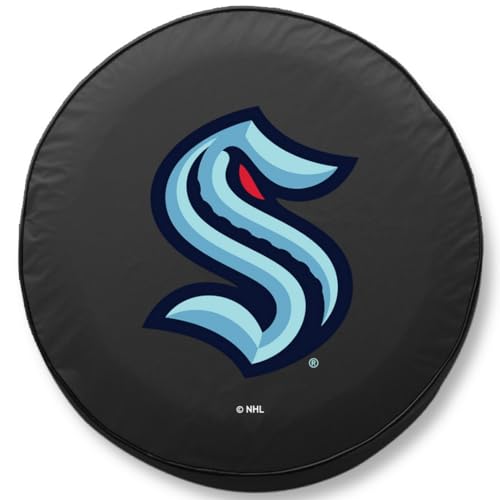 Seattle Kraken Tire Cover Y 32.25"x12" Black Vinyl