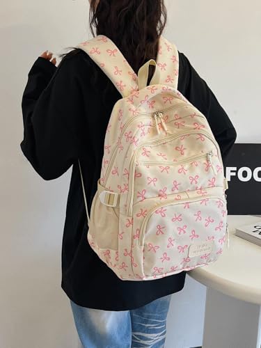 Bow Backpack For Girls 3pcs Set, Pink Bow Backpack, Bows Backpacks for Girls, Coquette Backpacks (Black Brown)3