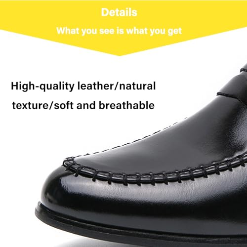 Men's Leather Block Mid-Heel Slip-On Formal Loafers Shoes Retro Handmade Pointed Chunky Heel Non-Slip Slip On Low Top Business Chelsea Oxford Shoes for Work Party Wedding Office3