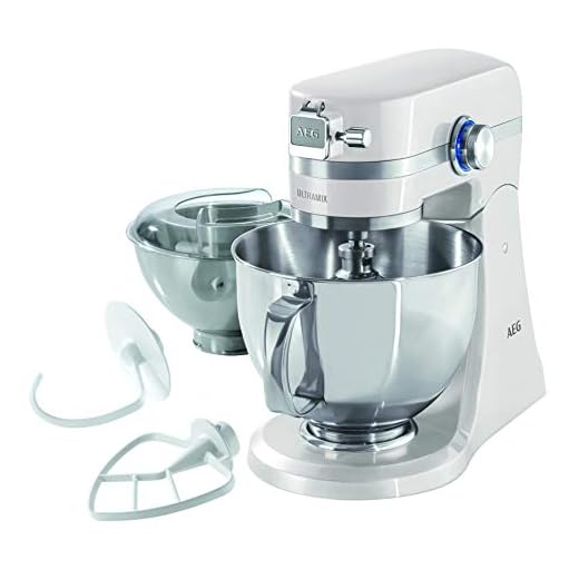 AEG KM4100 - Robot de Cocina UltraMix Amasadora y Batidora con Bol - 1000W, 10 Velocidades, 2 Boles (2,9L y 4,8L), Apta para Lavavajillas, Iluminación LED, Múltiples Varillas, Color Blanco Roto