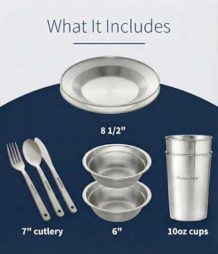 image for Wealers Unique Complete Messware Kit Polished Stainless Steel Dishes S