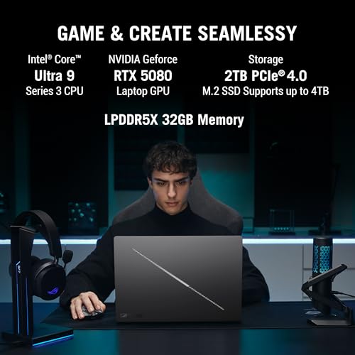 Image of ASUS ROG Zephyrus G16 (2026),Intel Core Ultra 9 386H (Series 3),RTX 5080-16GB,32GB RAM,2TB SSD,OLED,16 inch(40 cm),240Hz,Win 11,M365 Basic(1Y),Office 24,Eclipse Gray,1.9 Kg,GU606AW-TB043WS,Gaming Laptop