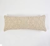 ROSE BUCKET Cream Beige Lumbar Pillow with Cover | Farmhouse Body Lumbar Pillow with Cover, Couch Bed Lumbar | Throw Pillow Cover, Decorative Pillow for Bed 14x36 inch Design 2 with Insert
