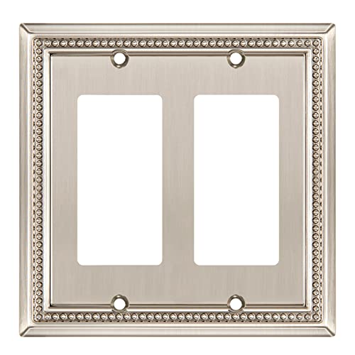 Image of Sunken Pearls Heavy Duty Decorative Wall Plate Switch Plate Outlet Cover (Double Decorator, Satin Nickel)