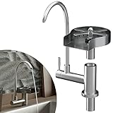 ABC PACK & SUPPLY Water Filter Faucet with Glass Rinser, Stainless Steel Kitchen Sink Faucet, Built-in Cup Washer, 360° Rotating Rinse Head, Single Hole Installation