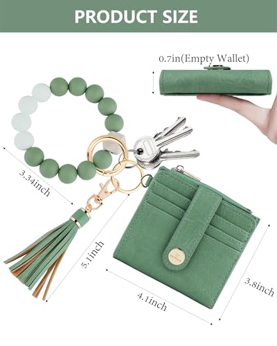 Image of Keychain Wallet Wristlet for Women,RFID Small Wallet | Wallet Wristlet with Zipper Coin Pocket,Vegan Leather Card Wallets for Women, 2 ID Window,Gift