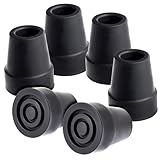 Wellbrite Replacement Rubber Cane Tips - Easy Slide-On Installation - Crutch & Walker Tips with Cane Stoppers - Long-Lasting Rubber Ends - 6 Count, Fits 3/4 Inch