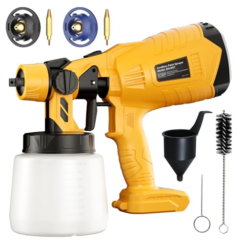 Paint Sprayer for Dewalt 18V 20V Battery Cordless Fence Paint Sprayer witn 3 Spray Patterns & 1000ml Tank for Fencing and Decking Spray Gun Handheld Paint Sprayers for Home DIY Painting(No battery)