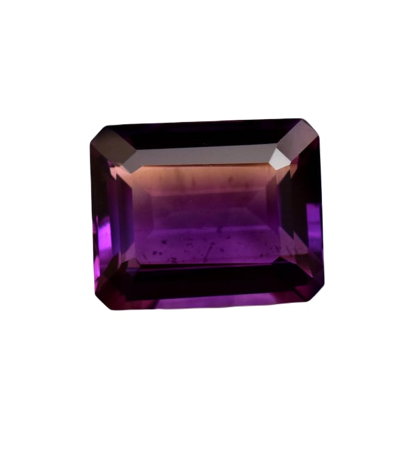 Amétrine naturelle bicolore 16x11mm taillée en émeraude pour création de bague et pendentif DIY