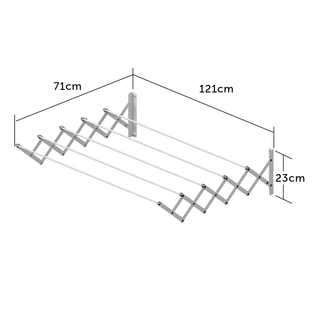 Cuncial — ausziehbarer Wandtrockner 160 cm | Hergestellt aus hochfestem Aluminium | Maße: 160 x 23 x 71 cm | Faltbarer Kleiderständer | Kleiderständer für drinnen und draußen