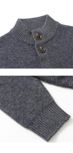 Men Thick Wool Sweater Large Stand Collar Knit Sweater Casual Buttons Cardigan Solid Jumpers3