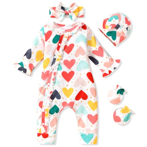 Image of Aalizzwell Baby Girls Romper Outfit Fall Winter Clothes with Accessories