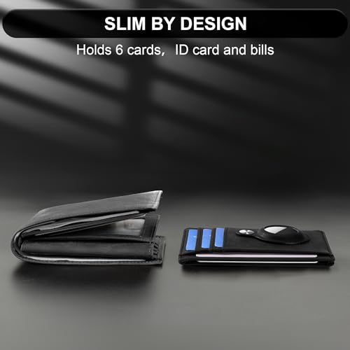 Image of Hawanik Slim Minimalist Front Pocket Wallet with Built-in Case Holder for AirTag