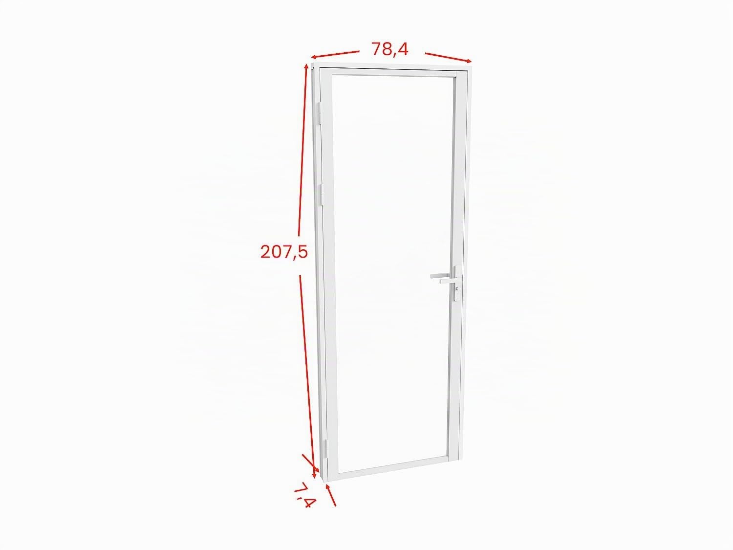 Vente-unique - Bloc porte réversible en aluminium et verre trempé - H204 x L73 cm - Blanc - LOXTON