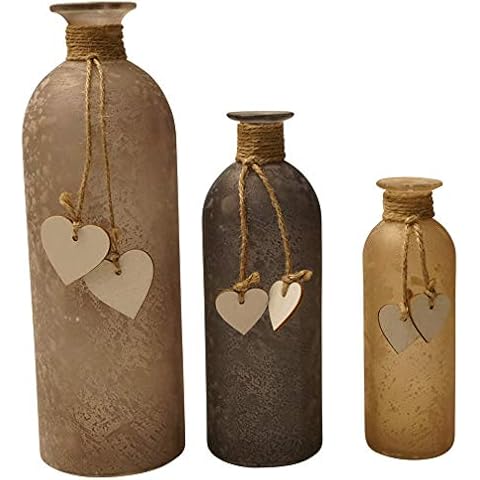khevga Decorative vases in a set of 3 made of glass with heart flower vase - satin glass Cover
