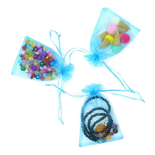 Image of Dealglad 50pcs Drawstring Organza Jewelry Candy Pouch Christmas Wedding Party Favor Gift Bags (5x7 inch, Lake Blue)