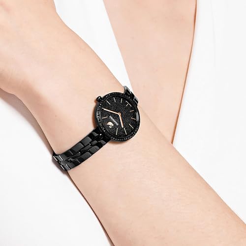 Image of Swarovski Cosmopolitan Watch, Swiss Made, Metal Bracelet, Black, Black Finish