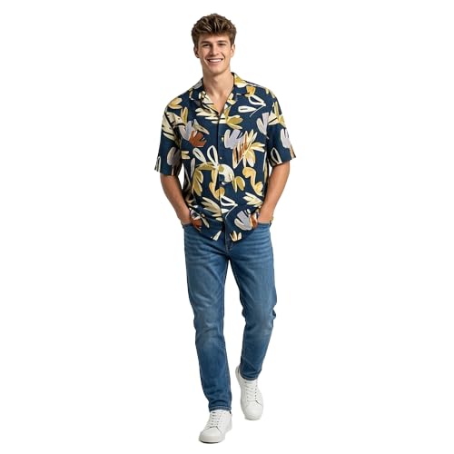 Image of LSD Men's HawaiianCasual Tropical Floral Print Button Down Shirt