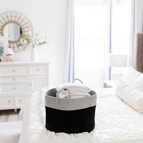 Image of Laundry Basket for Clothes | Toy Storage Basket | Washing clothes Storage Basket | Cotton Rope Hamper | Multi-Purpose Use Large Laundry Basket | Dirty Cloth Baskets Jute | 33x33x38 cm