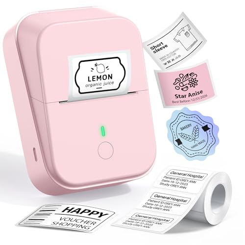 PM260 Label Maker Machine, 2 Inch Label Maker Bluetooth Label Printer, Inkless Portable Labeler with Smart AI APP for Home, Kitchen, School, Office Organization, Pink
