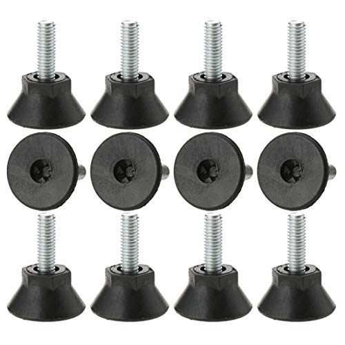 Sourcingmap M6 x 18 x 25mm Screw on Furniture Glide Leveling Feet Adjustable Leveler Floor Cover Protector for House Furniture Legs 12 Pack