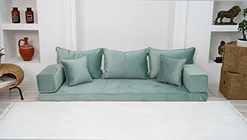 10,2 cm dicker Samt, wassergrüne Farbe, Bodencouch, anpassbares Kissen,...