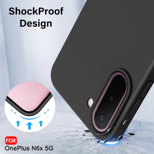 Image of TheGiftKart Liquid Silicon Back Cover Case for OnePlus N6X 5G | Total Camera Protection | Micro-Fibre Lining Inside | Shockproof Back Cover Case for OnePlus N6X 5G (Silicone, Black)