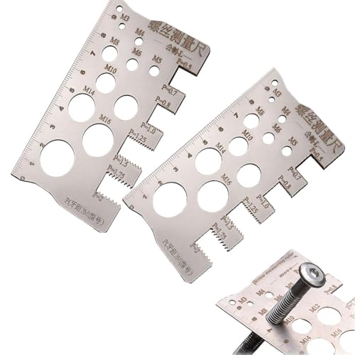 Thread Pitch Gauge,Screw Measuring Tool,10x5.7cm Professional Precise Gauge Checker Tool for Nut Bit Thread Screw Measurement with Drill Bit Tap Size Recommendations Thread Measuring Tool