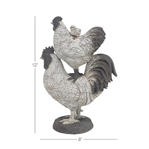 Deco 79 Polystone Rooster Decorative Sculpture Home Decor Statue, Accent Figurine 8" x 5" x 12", White Deco 79 Polystone Rooster Decorative Sculpture Home Decor Statue Accent Figurine 8 x 5 x 12 White