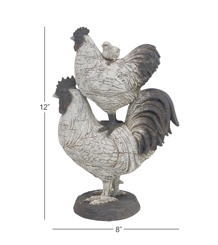 Deco-79-Polystone-Rooster-Decorative-Sculpture-Home-Decor-Statue-Accent-Figurine-8-x-5-x-12-White Deco 79 Polystone Rooster Decorative Sculpture Home Decor Statue Accent Figurine 8 x 5 x 12 White