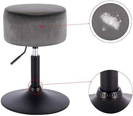 WOLTU 1 X Breakfast Kitchen Counter Bar Stool Chair Velvet Seat Adjustable Barstool Dark Grey Dressing Stool