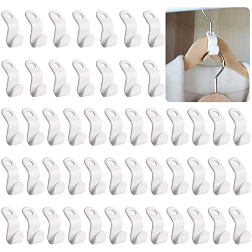 AGRYMER 50 Stück Kleiderbügel Anschluss Haken Cascading Kleiderbügel Verbinder Platzsparende Kleiderbügel Anschlüsse für für Bügel Schrank Platzeinsparung Cover