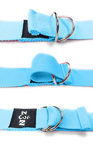 Z3N Yoga Strap - Strong Durable Premium Strap (1.5" Wide) With Metal D-Ring Buckle Loop For Yoga, Stretching, Exercise, Fitness, Pilates, Physical Therapy, Dance, Gym (8 Feet, Blue) #TOP2